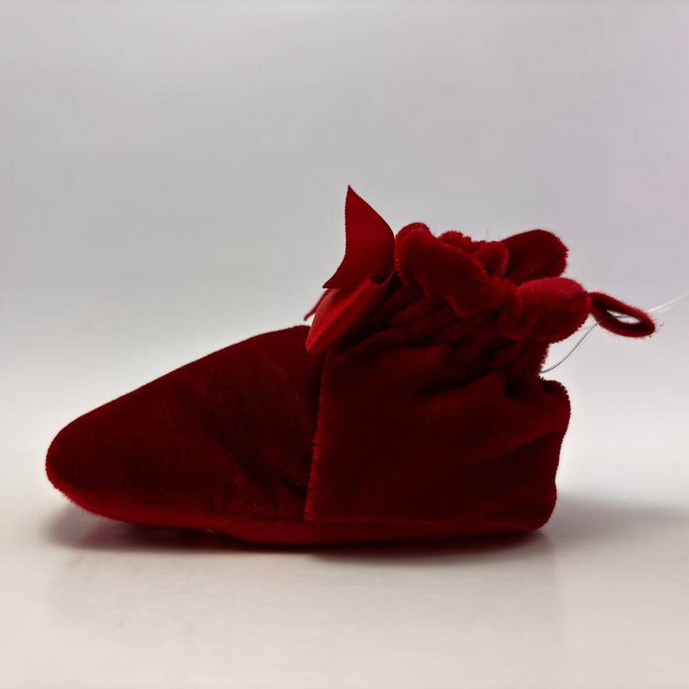 ROBEEZ Holiday Red Bow Velvet Booties Size Infants 3-6mnths